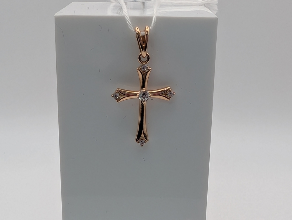 ПОДВЕСКА КРЕСТ С КАМНЯМИ (Au 585)