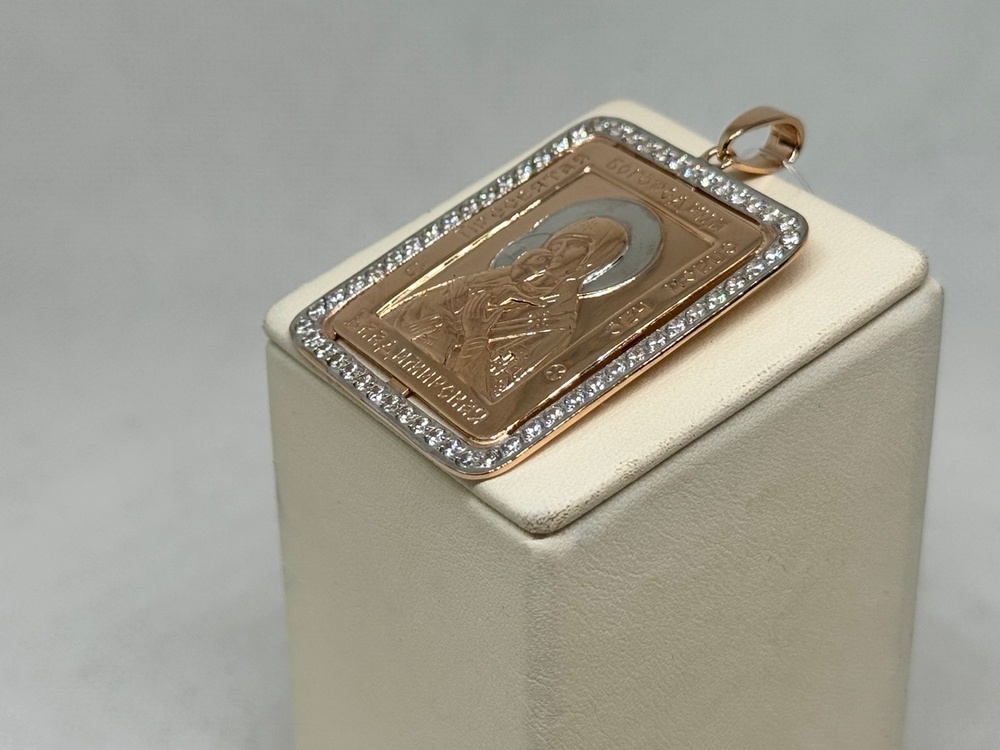 ПИ-249 к_au ПОДВЕСКА ИКОНА с камнями (Au 585)