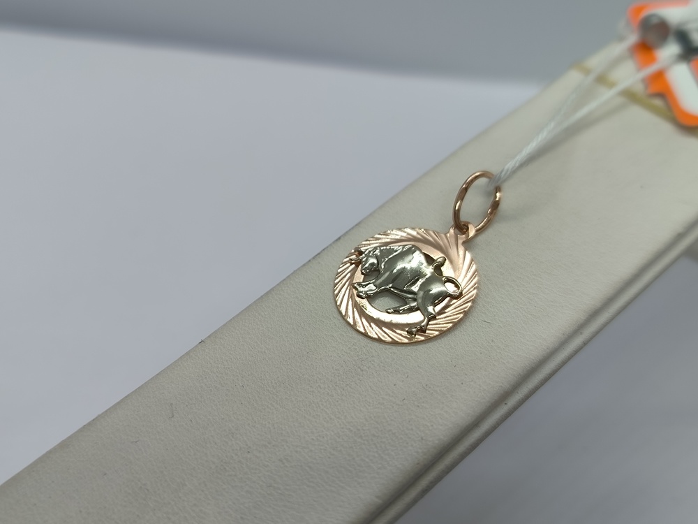 ПОДЗЗТ585 ПОДВЕСКА ЗНАК ЗОДИАКА ТЕЛЕЦ (Au 585)