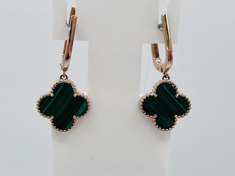 СЕРЬГИ МАЛАХИТ (Au 585)