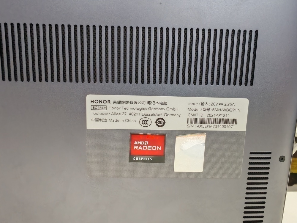 Ноутбук Honor; Ryzen 5-5500U, Radeon Graphics, 8 Гб, 512 GB, Нет