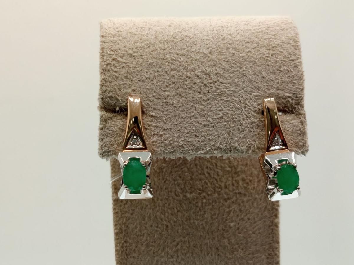 СЕРЬГИ Бриллиант, изумруд (Au 585)