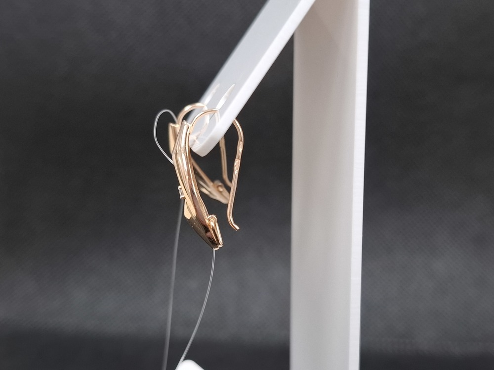 СЕРЬГИ ПЕТЕЛЬКА с камнем (Au 585)