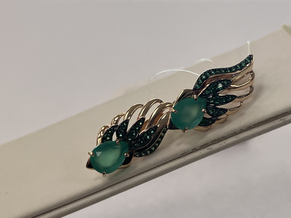 СЕРЬГИ АГАТ с камнями (Au 585)