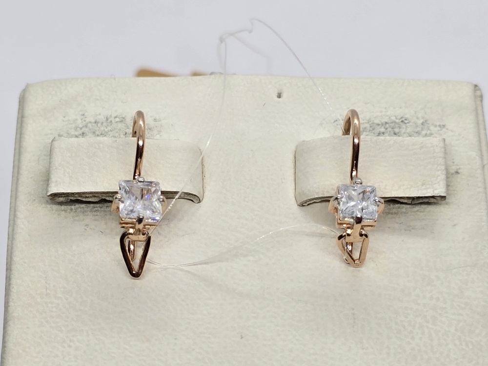 СЕРЬГИ ПЕТЕЛЬКА с камнем (Au 585)