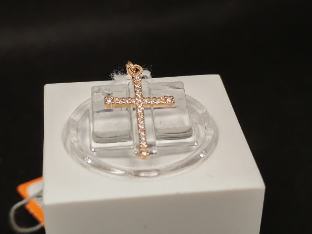 ПОДККИ585 ПОДВЕСКА КРЕСТ С КАМНЯМИ (Au 585)