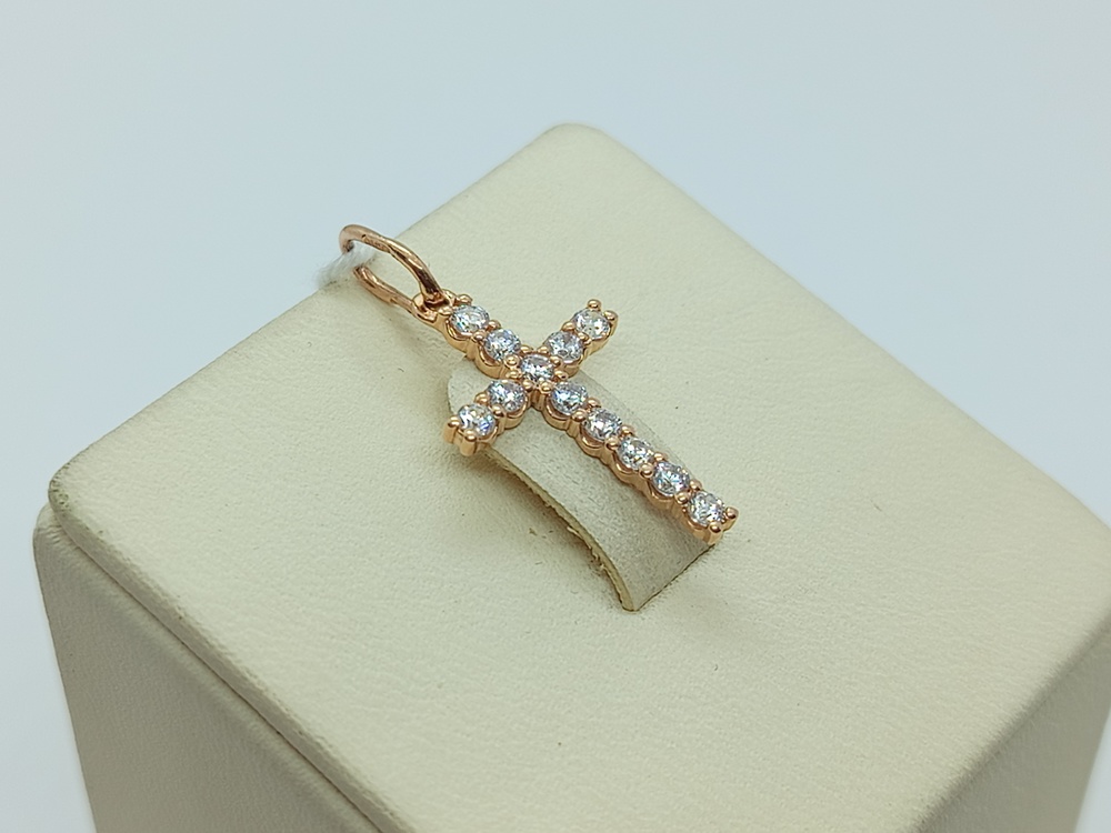 ПОДККИ585 ПОДВЕСКА КРЕСТ С КАМНЯМИ (Au 585)