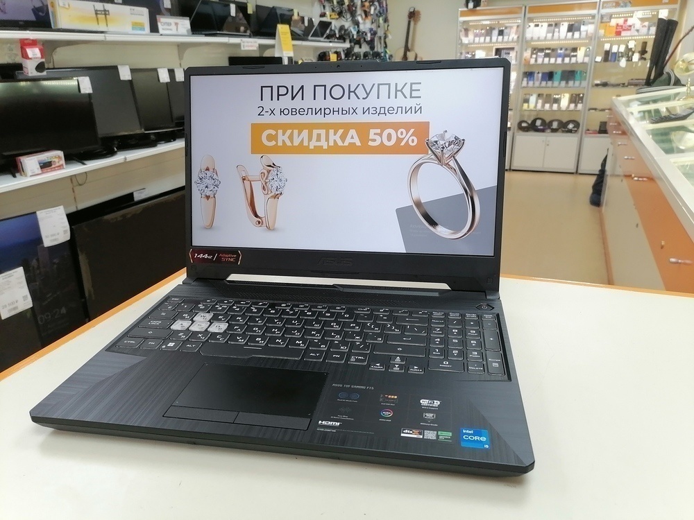 Ноутбук ASUS TUF Gaming F15;  Core I5-11400H, GeForce RTX 2050, 16 Гб, 480 Гб, Нет