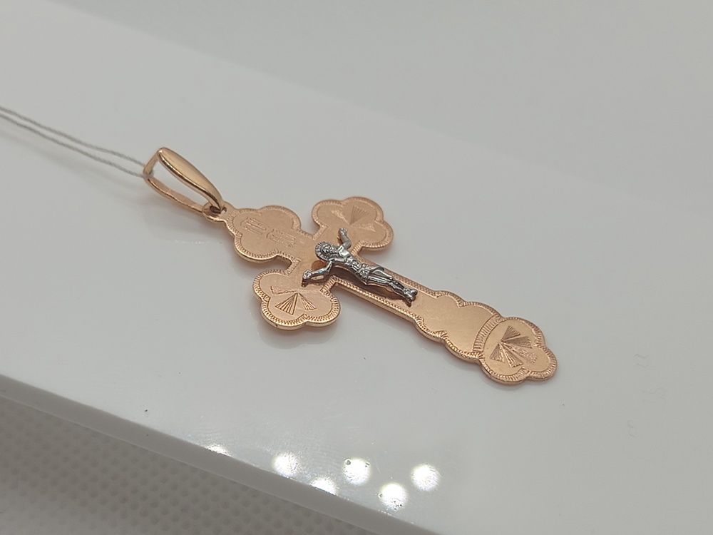 308-1-109 ПОДВЕСКА КРЕСТ без камня (Au 585)