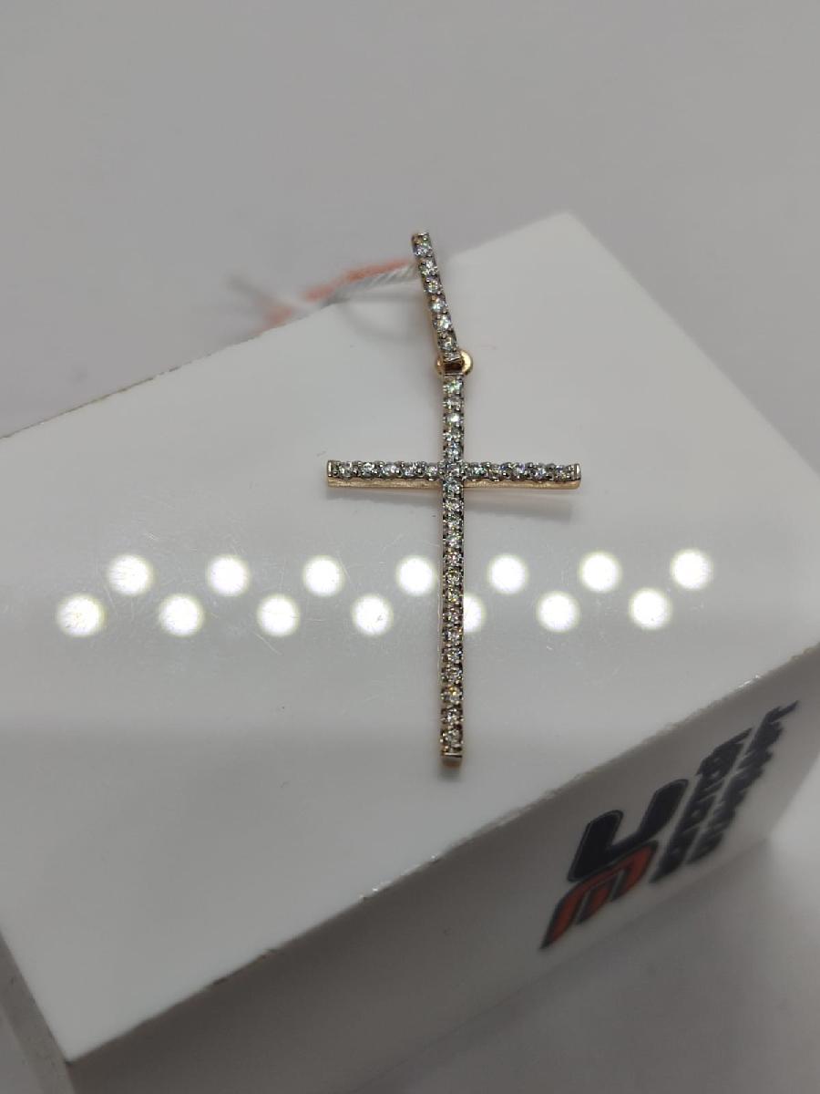 ПОДККИ585 ПОДВЕСКА КРЕСТ С КАМНЯМИ (Au 585)