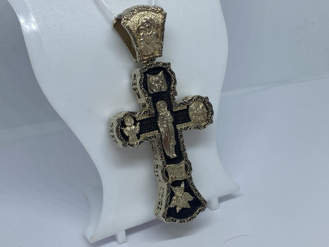 ПОДККИ585 ПОДВЕСКА КРЕСТ С КАМНЕМ (Au 585)