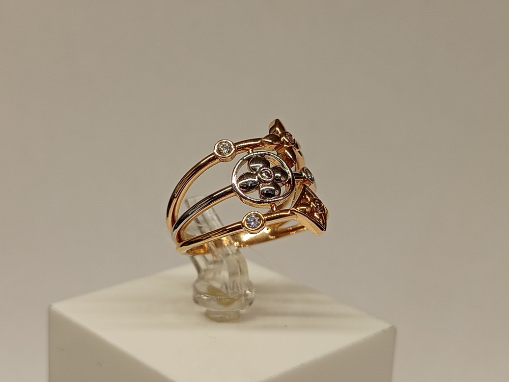 КОЛЬЦО С КАМНЯМИ (Au 585)