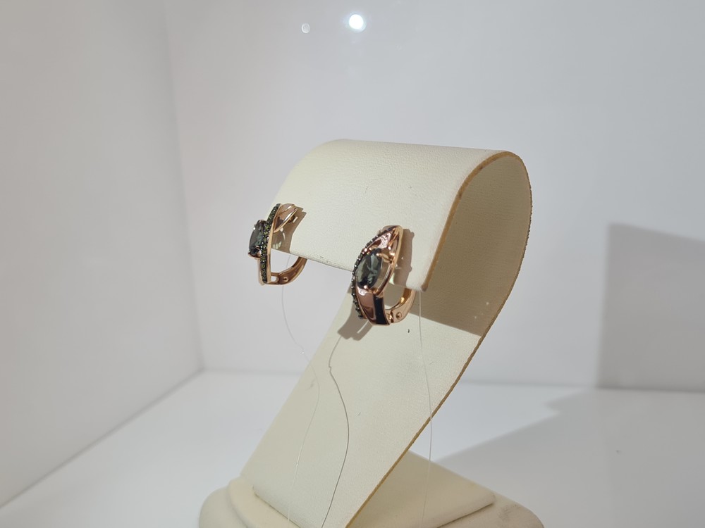 СЕРЬГИ ТУРМАЛИН с камнями (Au 585)