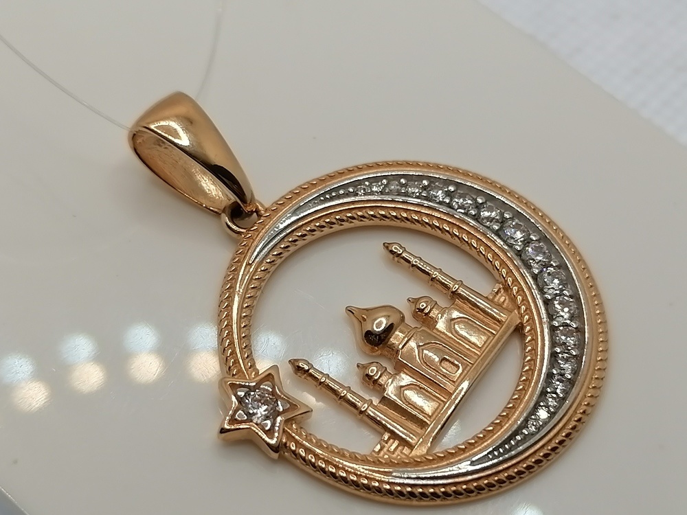 01-315840 ПОДВЕСКА ПОЛУМЕСЯЦ с камнями (Au 585)