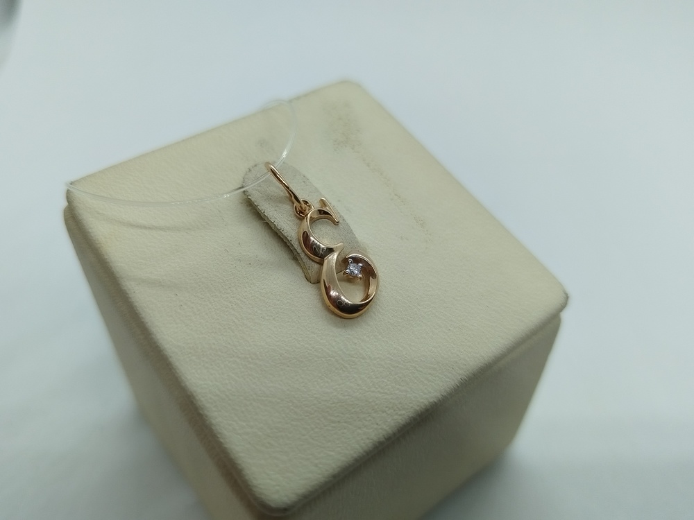 04-63-0282-00 ПОДВЕСКА БУКВА Е с камнем (Au 585)