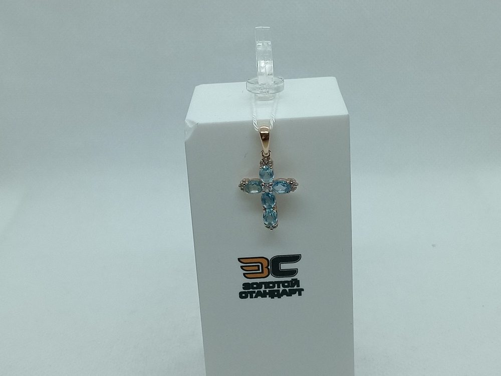 ПОДВЕСКА КРЕСТ С КАМНЯМИ (Au 585)