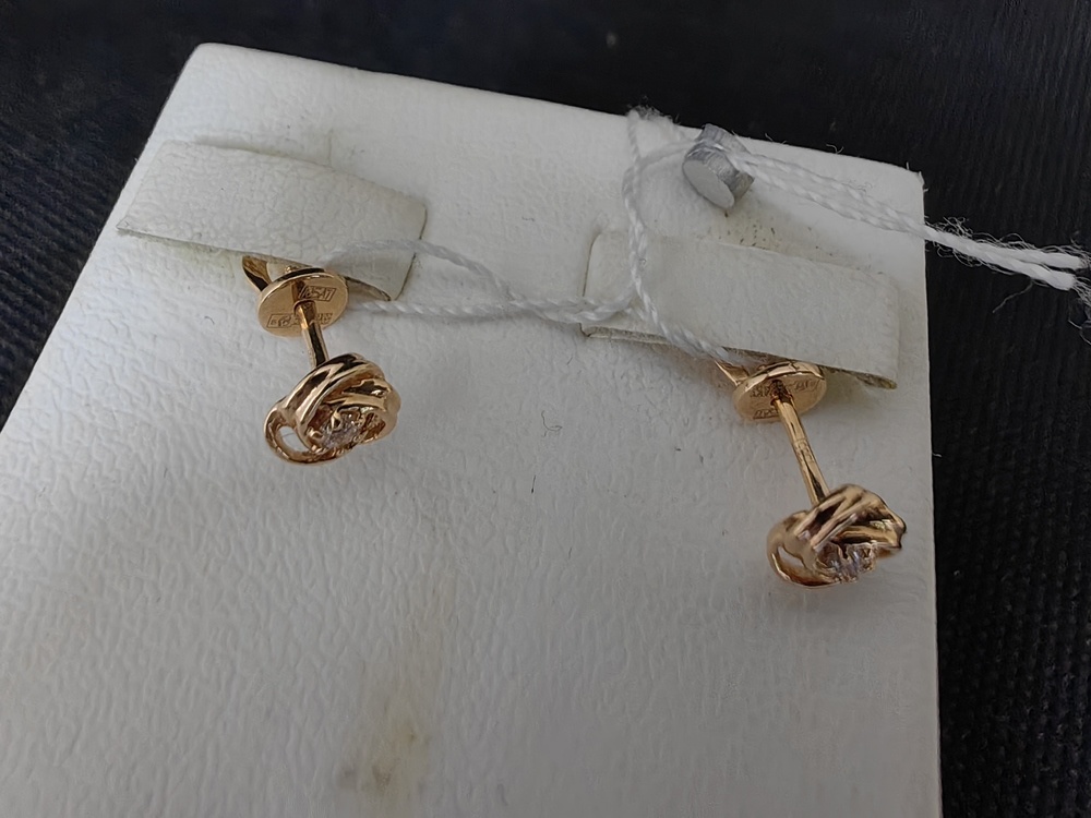 СЕРЬГИ ПУСЕТЫ с камнем (Au 585)