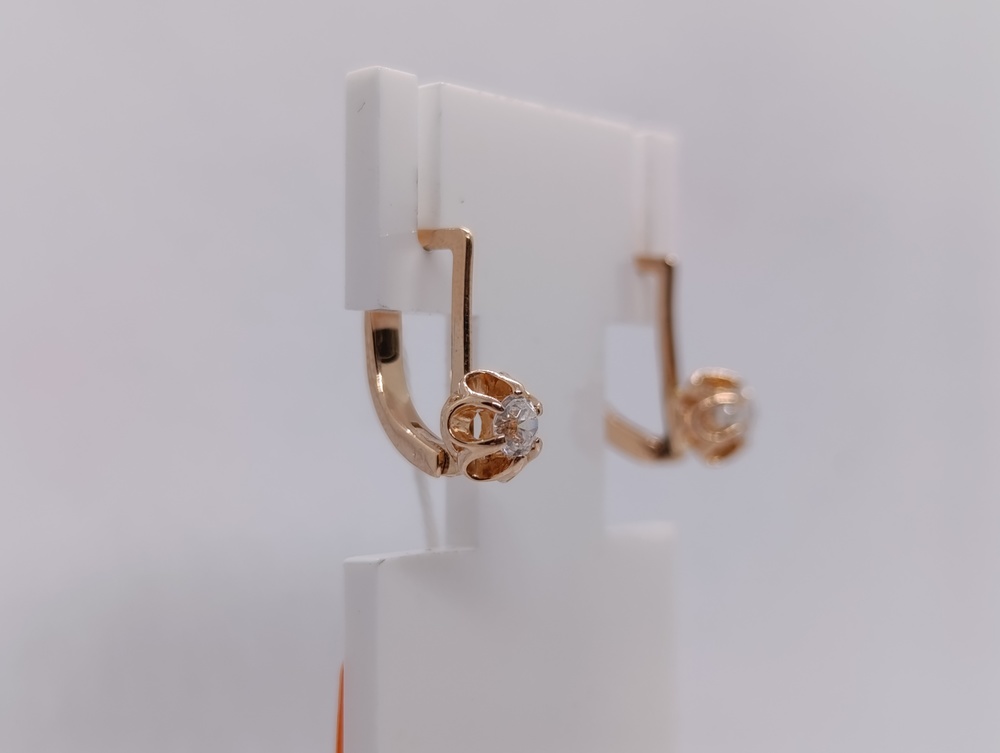 СКМ585 СЕРЬГИ С КАМНЕМ (Au 585)