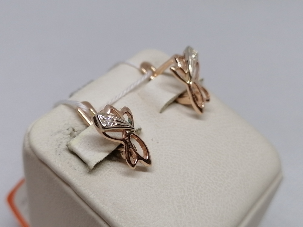 СКМ585 СЕРЬГИ С КАМНЕМ (Au 585)