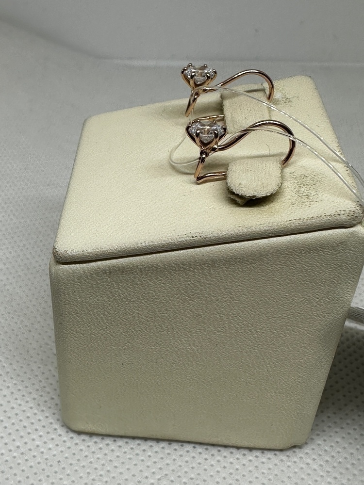 СЕРЬГИ ПЕТЕЛЬКА с камнем (Au 585)