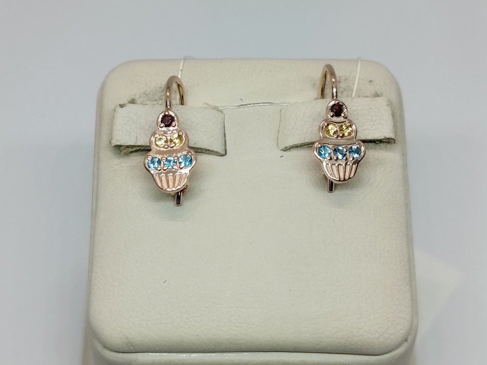 СЕРЬГИ ПЕТЕЛЬКА с камнями (Au 585)