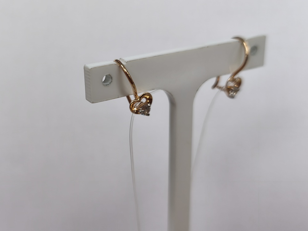 028359 СЕРЬГИ ПЕТЕЛЬКА с камнем (Au 585)