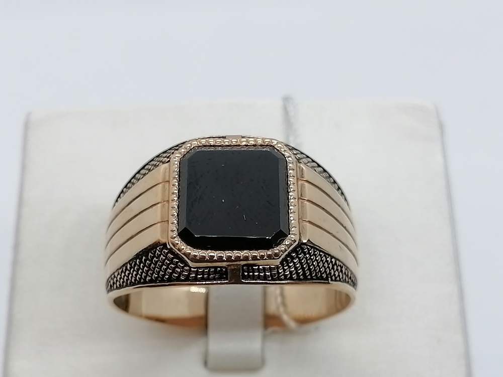 КМ-359_з КОЛЬЦО ПЕЧАТКА Эмаль с камнями (Au 585)