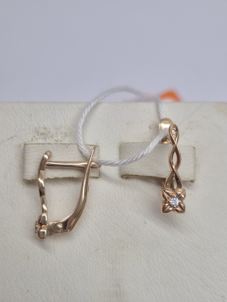 СКМ585 СЕРЬГИ С КАМНЕМ (Au 585)