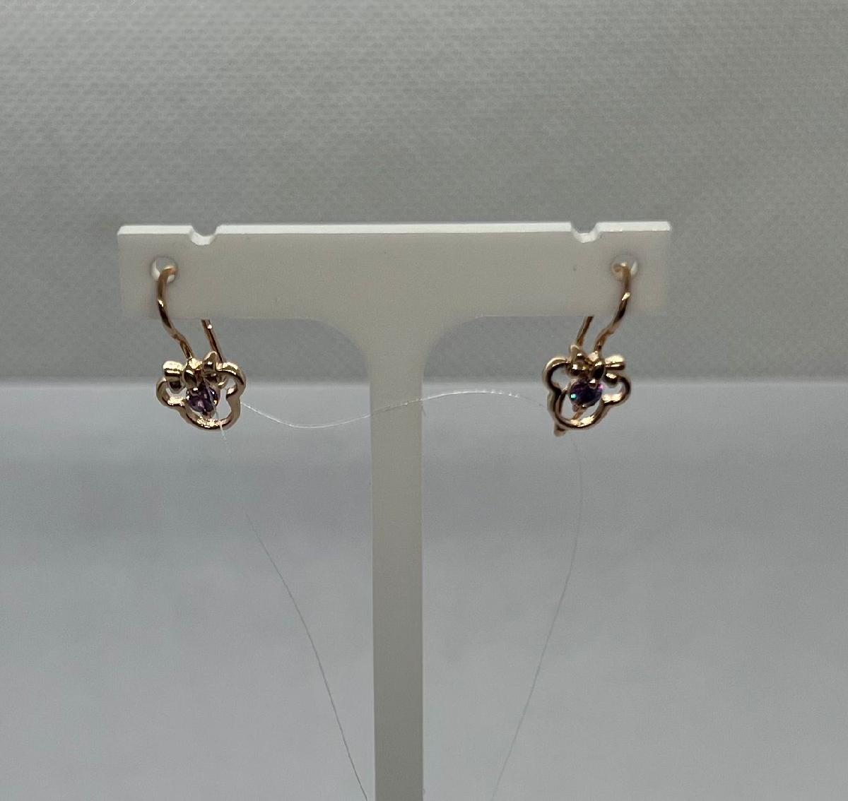 СЕРЬГИ ПЕТЕЛЬКА с камнями (Au 585)