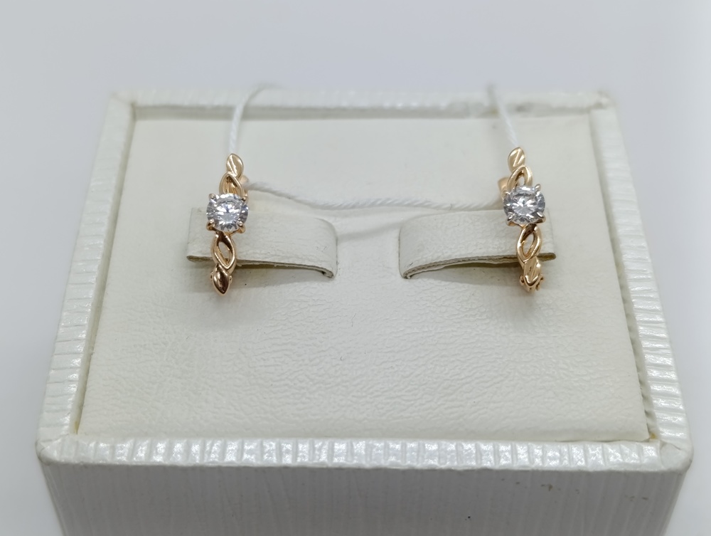 СКМ585 СЕРЬГИ С КАМНЕМ (Au 585)