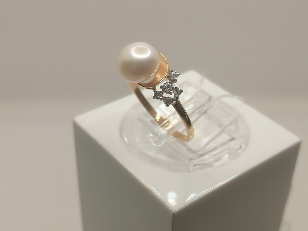 КОЛЬЦО ЖЕМЧУГ с камнями (Au 585)