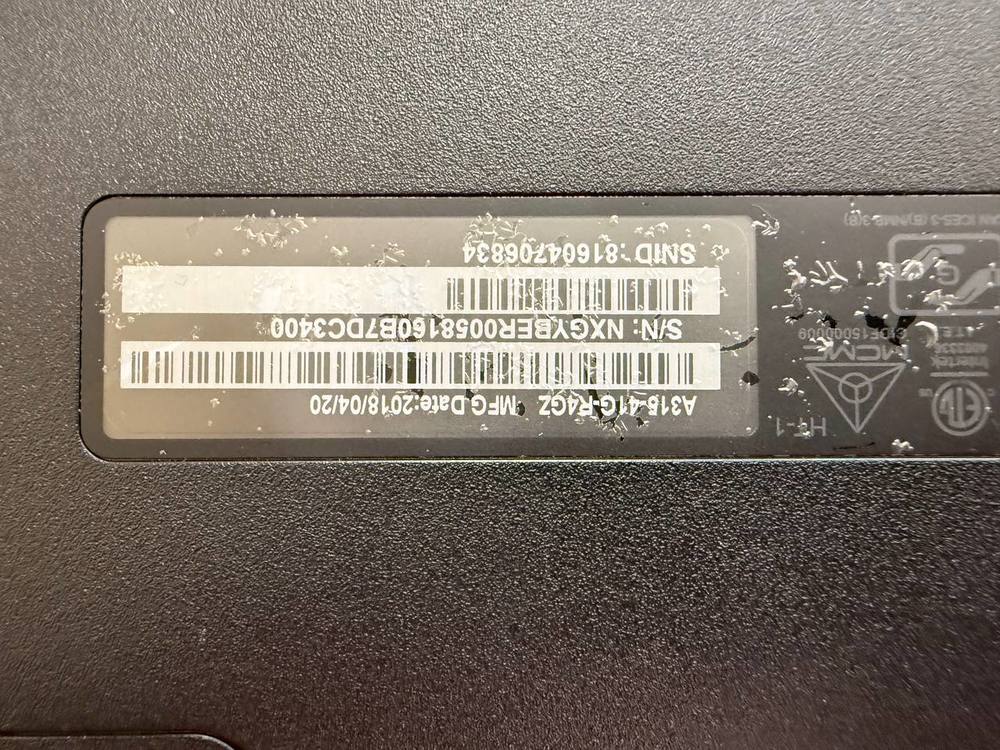 Ноутбук Acer Aspire 3 A315-41; Ryzen 3 2200U, Radeon 530, 6 Гб, Нет, 1 Tb