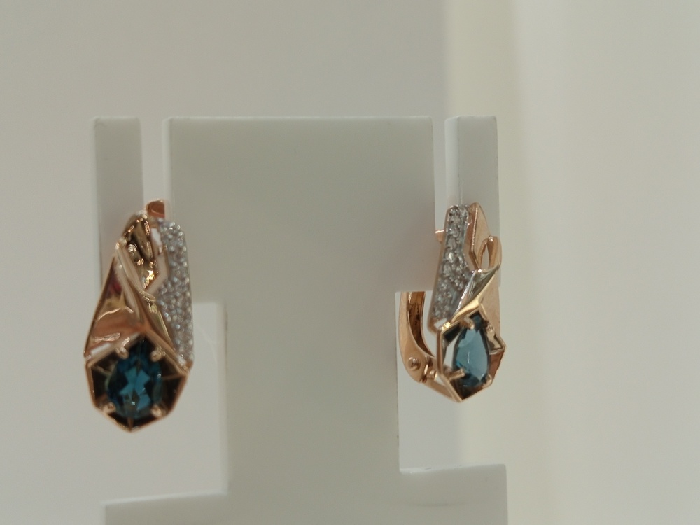 СЕРЬГИ ЛОНДОН ТОПАЗ с камнями (Au 585)