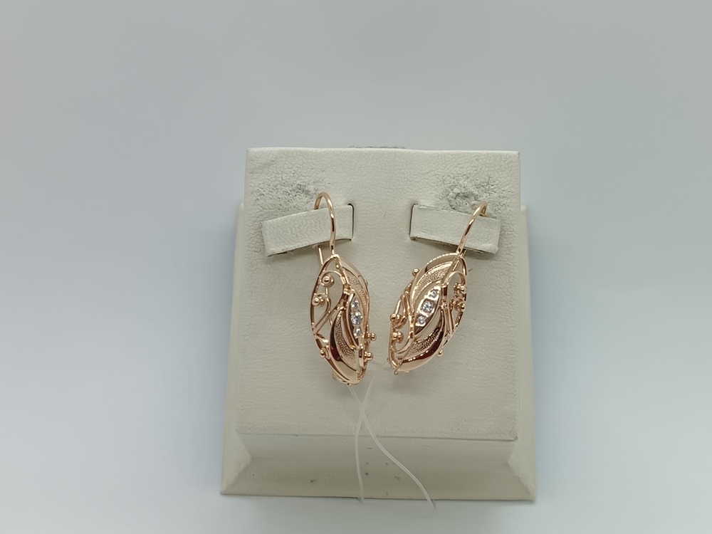 СЕРЬГИ ПЕТЕЛЬКА с камнями (Au 585)