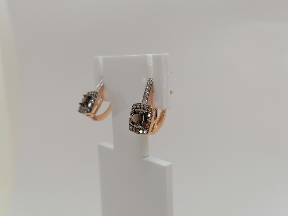 СЕРЬГИ РАУХ-ТОПАЗ с камнями (Au 585)