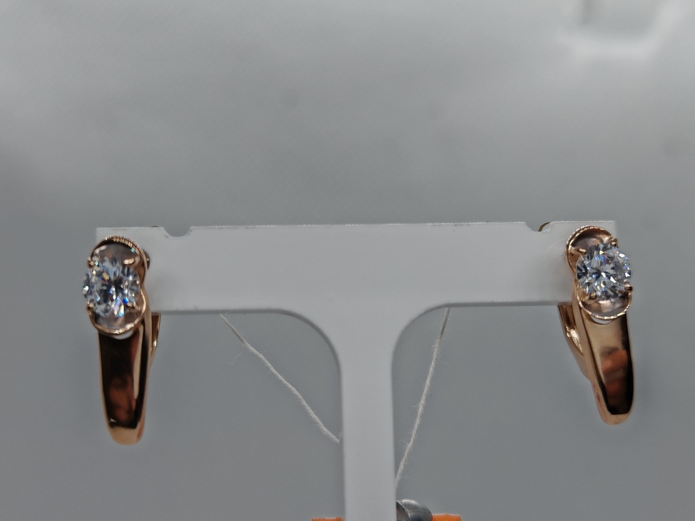 СКМ585 СЕРЬГИ С КАМНЕМ (Au 585)