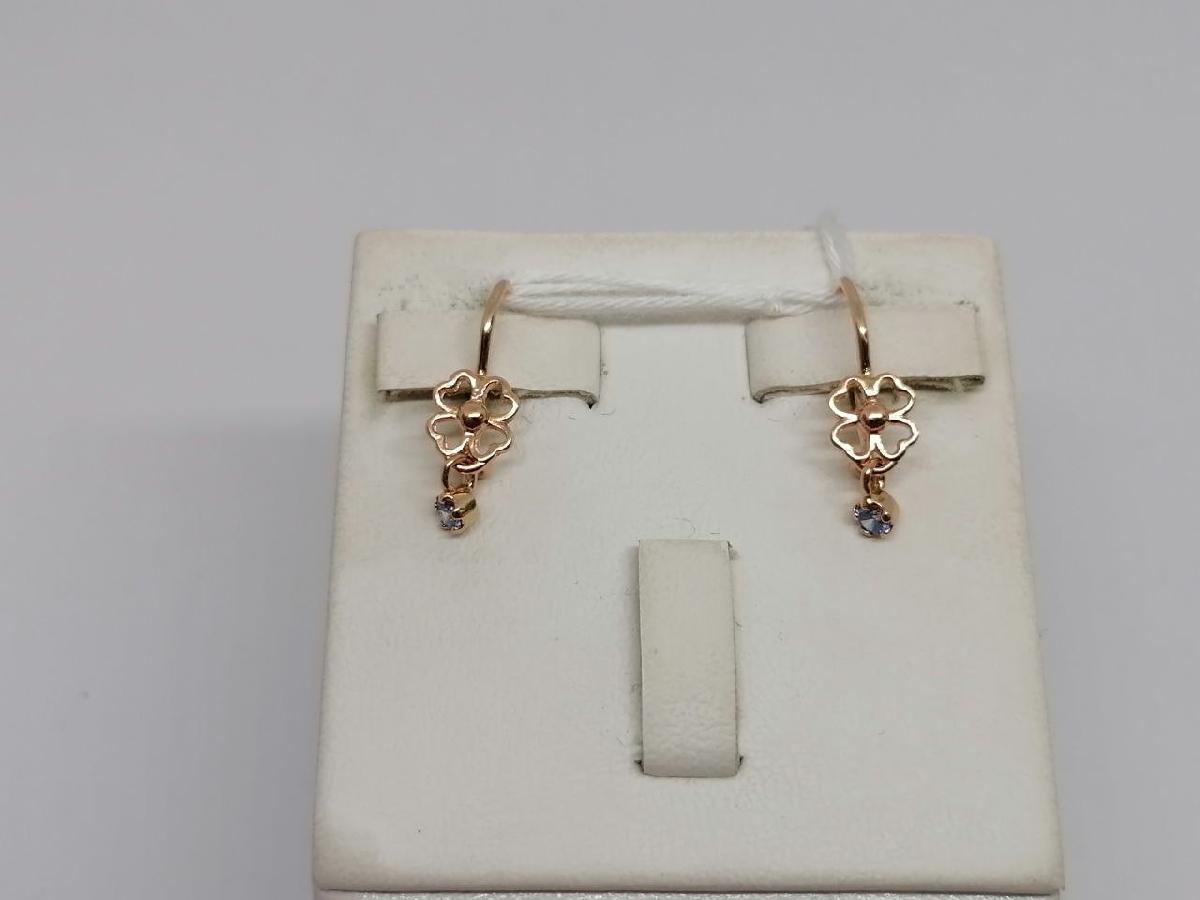 СКМ585 СЕРЬГИ С КАМНЕМ (Au 585)