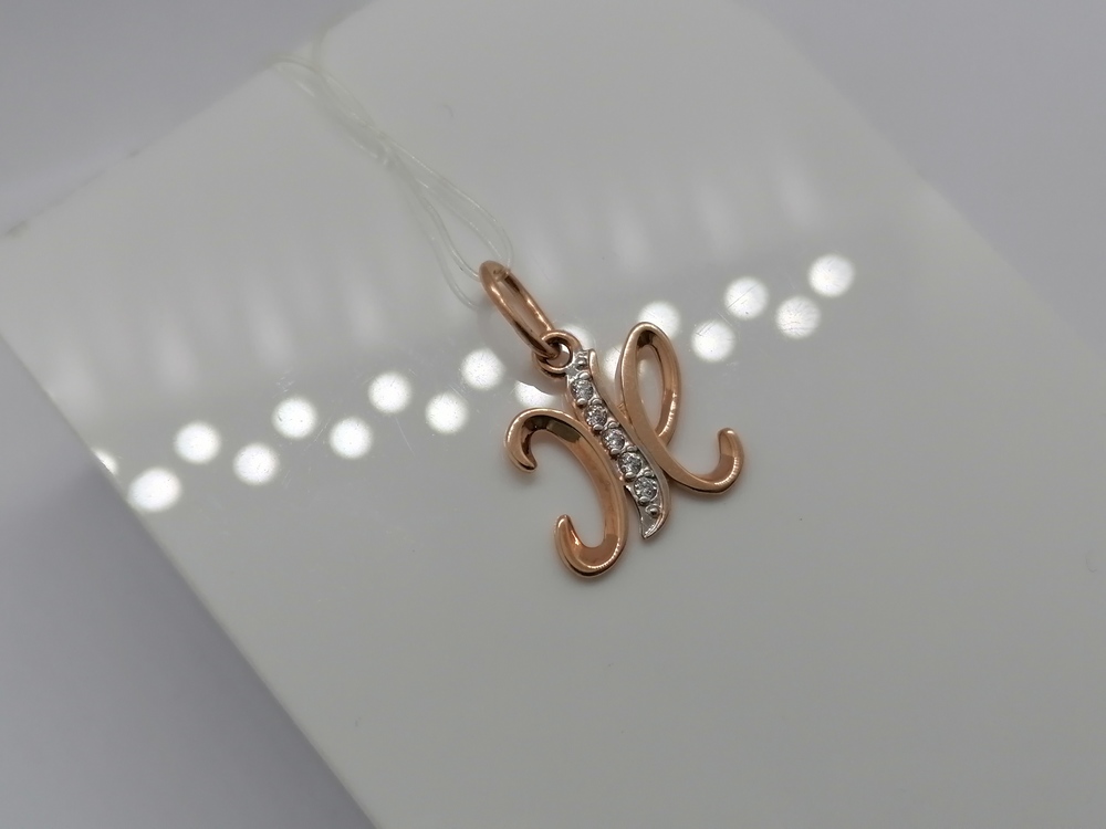 ПОДВЕСКА БУКВА Ж с камнями (Au 585)