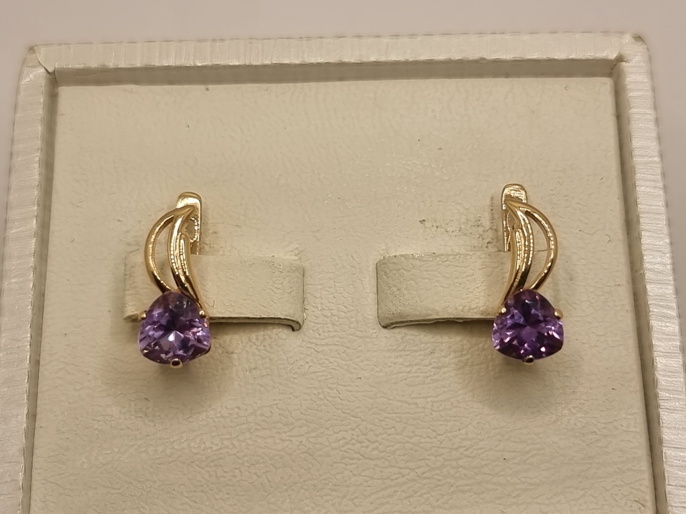 СКМ585 СЕРЬГИ С КАМНЕМ (Au 585)