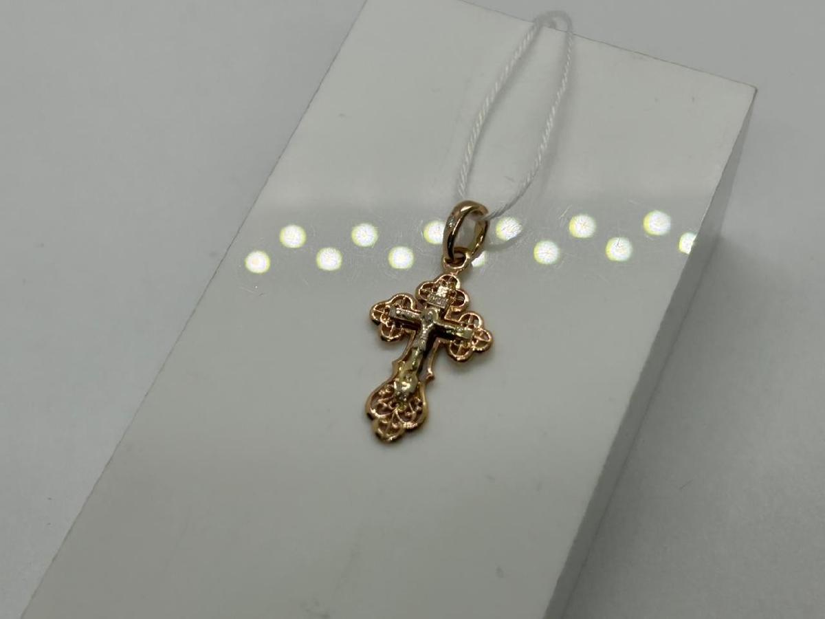 ПОДККИ585 ПОДВЕСКА КРЕСТ С КАМНЕМ (Au 585)