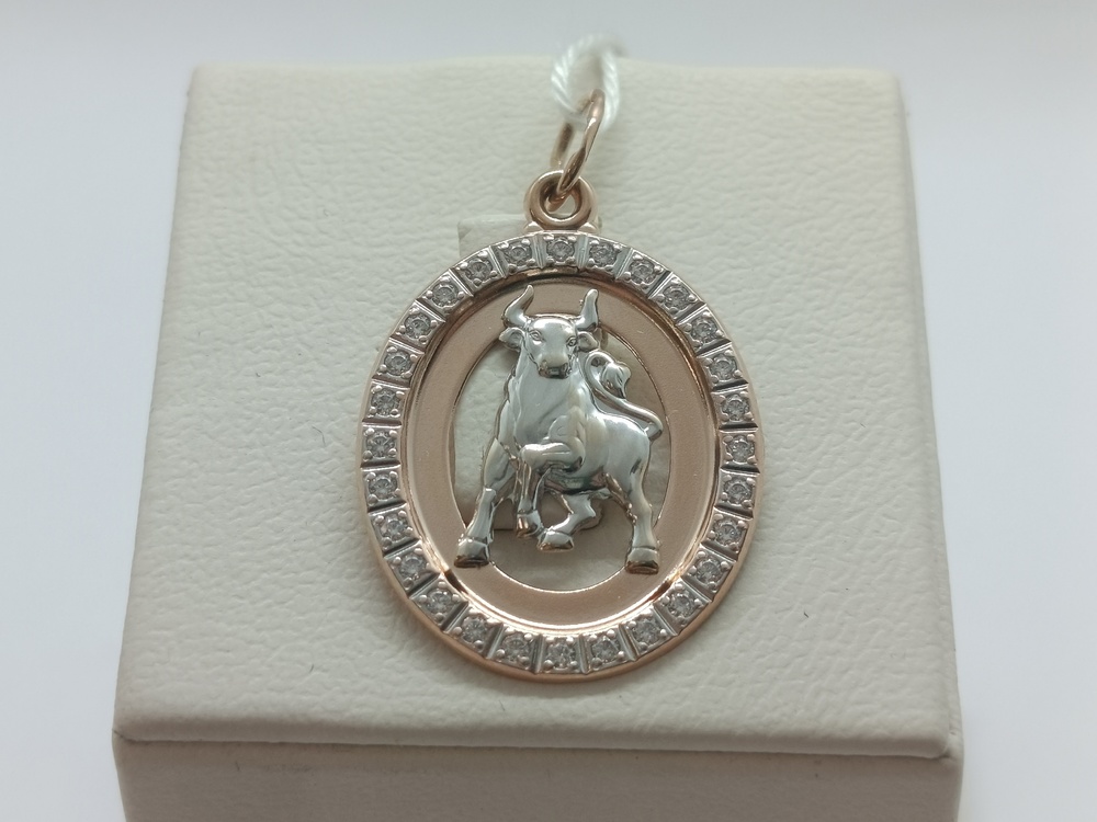 ПОДЗЗТ585 ПОДВЕСКА ЗНАК ЗОДИАКА ТЕЛЕЦ (Au 585)