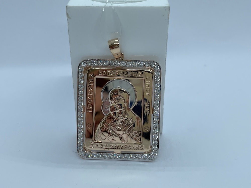 ПИ-249 к_au ПОДВЕСКА ИКОНА с камнями (Au 585)