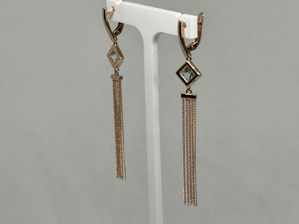 СКМ375 СЕРЬГИ С КАМНЕМ (Au 375)