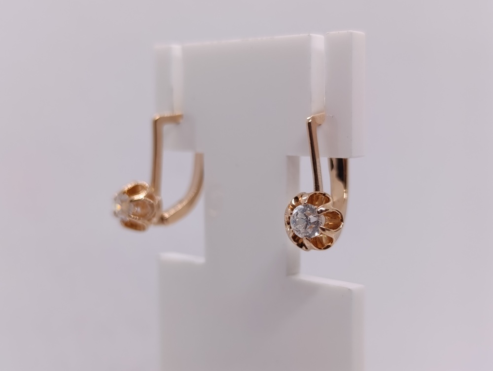 СКМ585 СЕРЬГИ С КАМНЕМ (Au 585)