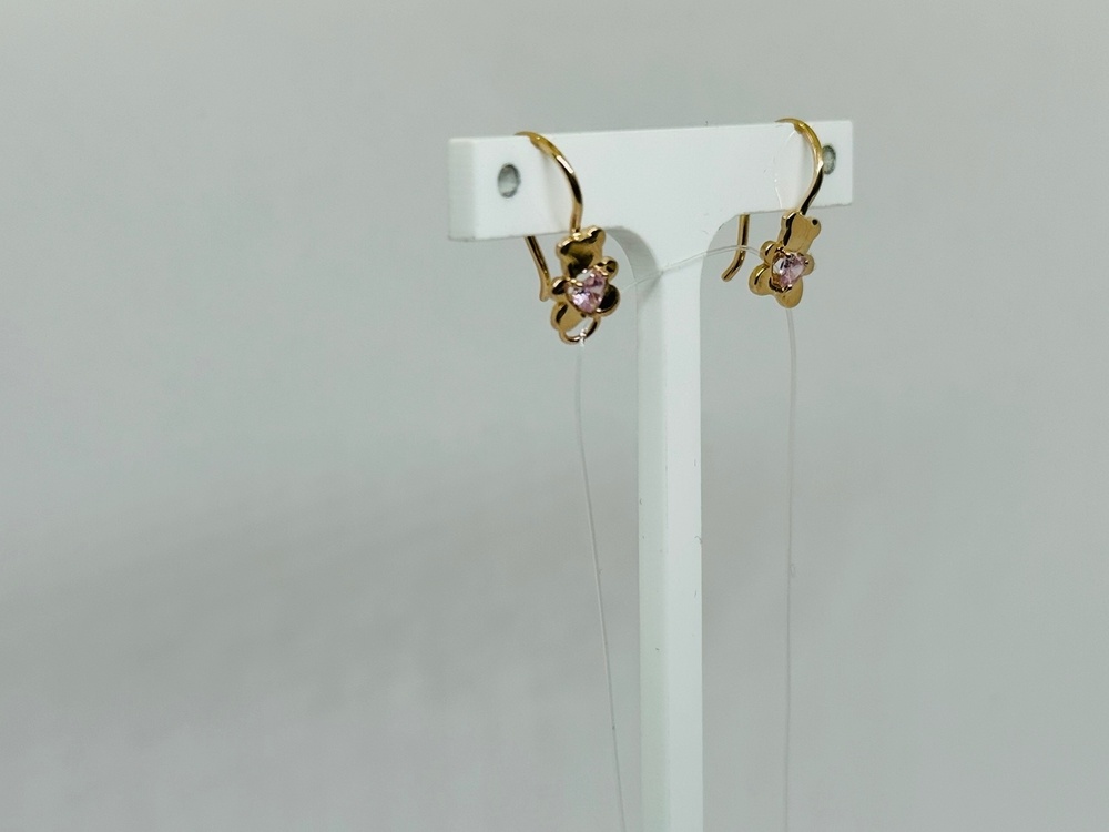 СЕРЬГИ ПЕТЕЛЬКА с камнем (Au 585)