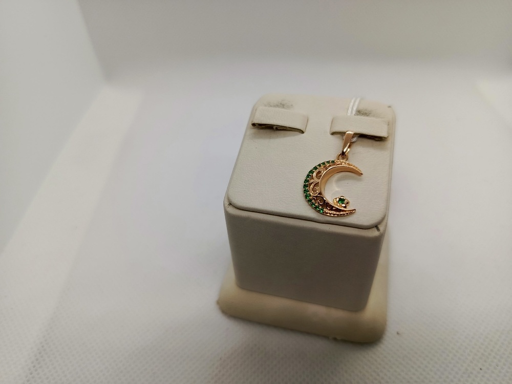 ПОДПКИ585 ПОДВЕСКА ПОЛУМЕСЯЦ С КАМНЯМИ (Au 585)