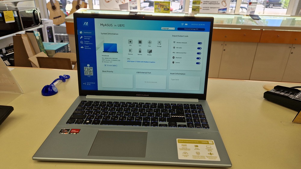 Ноутбук ASUS E1504F; Ryzen 5 7520U, AMD Radeon (TM) Graphics, 16 Гб, 500 GB, Нет