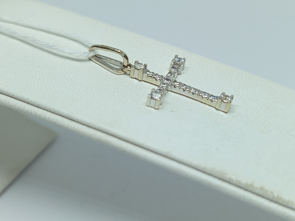 ПОДВЕСКА КРЕСТ С КАМНЯМИ (Au 585)