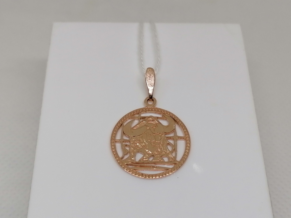 ПОДЗЗТ585 ПОДВЕСКА ЗНАК ЗОДИАКА ТЕЛЕЦ (Au 585)