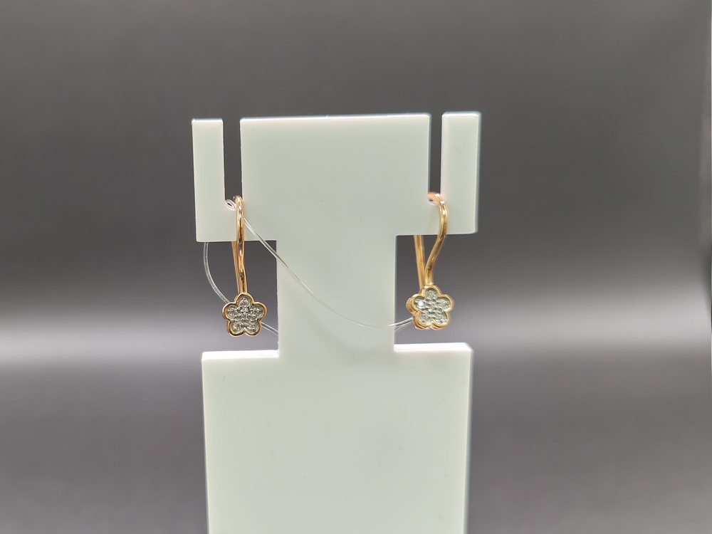 СЕРЬГИ ПЕТЕЛЬКА с камнями (Au 585)